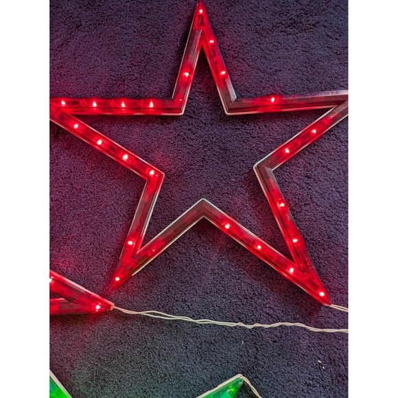 Vintage Christmas Star String Lights Set of‎ 3 Holiday Decor Red Green Retro - Picture 6 of 11